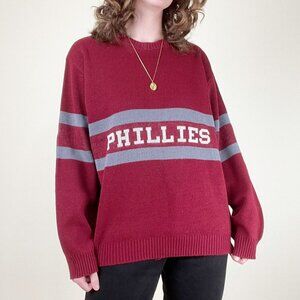 Rare Vintage Phillies Oversized Sweater Philadelphia Eagles 76ers Flyers 80s 90s